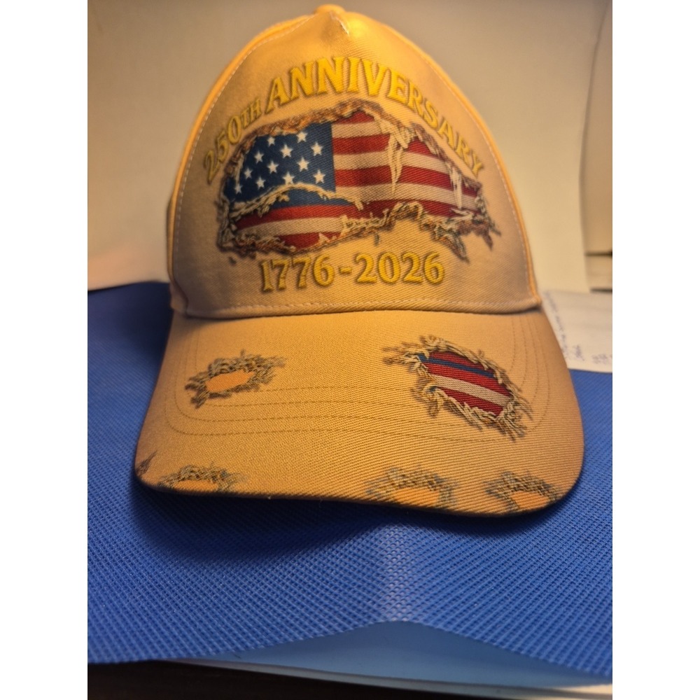 United States Baseball Cap 250th Anniversary  Gold Adjustable Hat One Size New